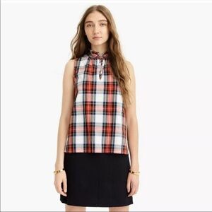 J.Crew Ruffle Neck Tartan Plaid Top Size 0